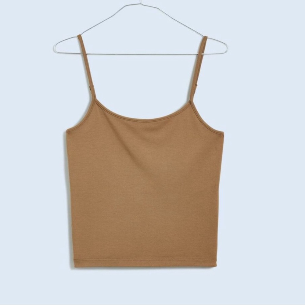 Madewell Top Scoopneck Cami Tank Fitted Cropped Rustic Wood size xs